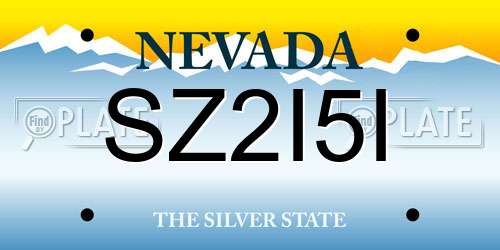 SZ2I5I Nevada License Plate