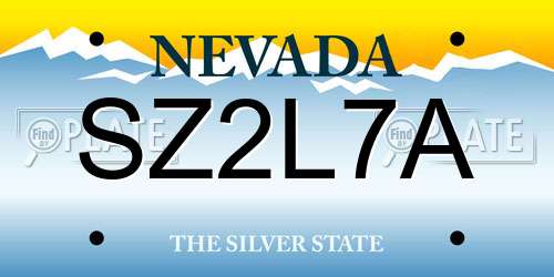 SZ2L7A Nevada License Plate