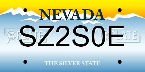 SZ2S0E Nevada License Plate