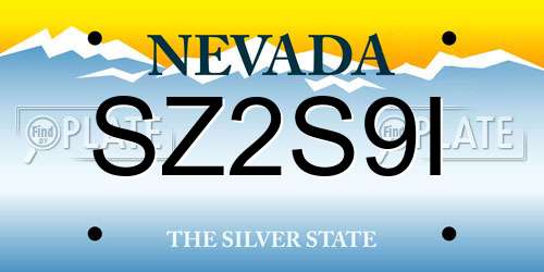 SZ2S9I Nevada License Plate