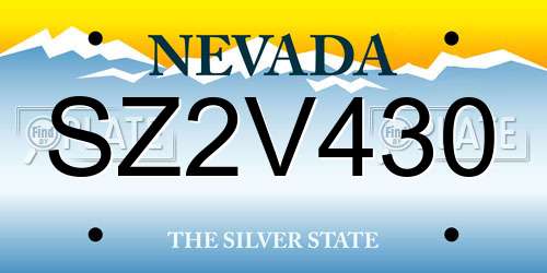 SZ2V430 Nevada License Plate