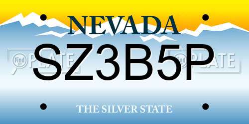 SZ3B5P Nevada License Plate