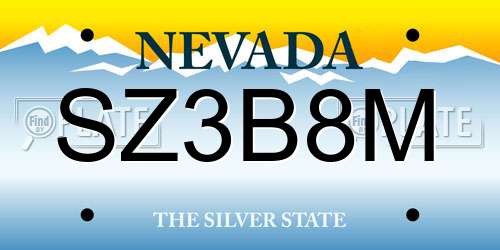 SZ3B8M Nevada License Plate