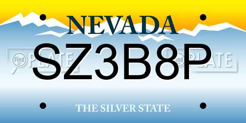 SZ3B8P Nevada License Plate