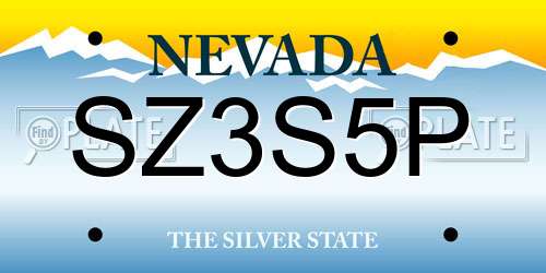 SZ3S5P Nevada License Plate