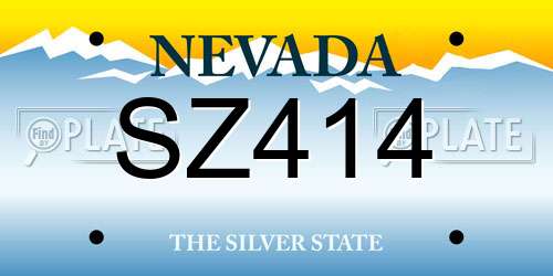 SZ414 Nevada License Plate