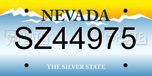 SZ44975 Nevada License Plate