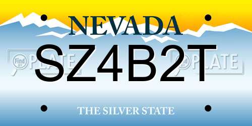 SZ4B2T Nevada License Plate