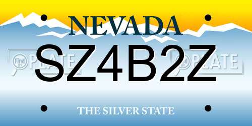 SZ4B2Z Nevada License Plate