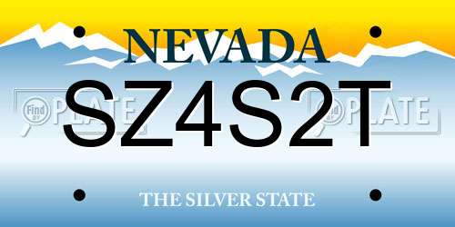 SZ4S2T Nevada License Plate