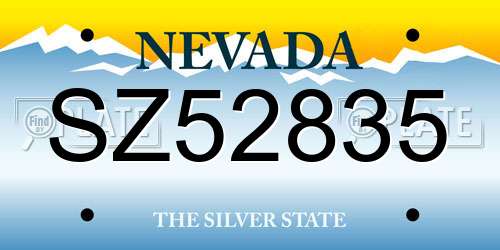 SZ52835 Nevada License Plate