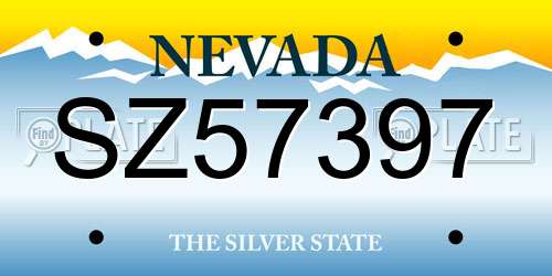 SZ57397 Nevada License Plate