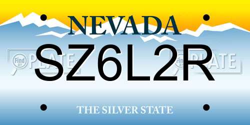 SZ6L2R Nevada License Plate