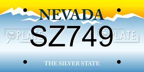 SZ749 Nevada License Plate