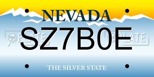 SZ7B0E Nevada License Plate