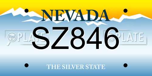 SZ846 Nevada License Plate
