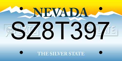 SZ8T397 Nevada License Plate