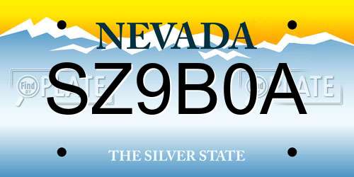 SZ9B0A Nevada License Plate
