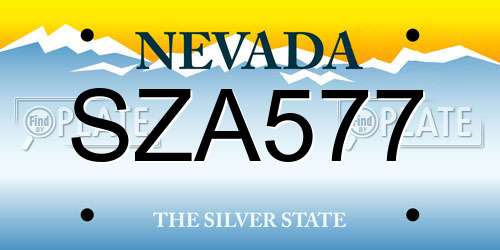 SZA577 Nevada License Plate