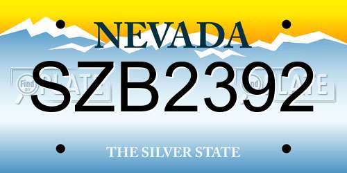 SZB2392 Nevada License Plate