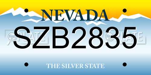 SZB2835 Nevada License Plate