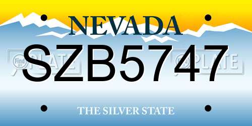 SZB5747 Nevada License Plate