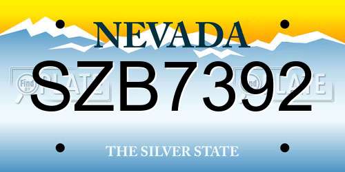 SZB7392 Nevada License Plate