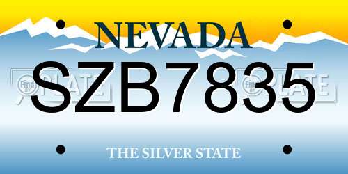 SZB7835 Nevada License Plate