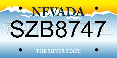 SZB8747 Nevada License Plate