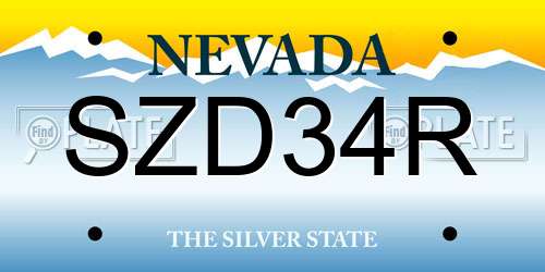 SZD34R Nevada License Plate