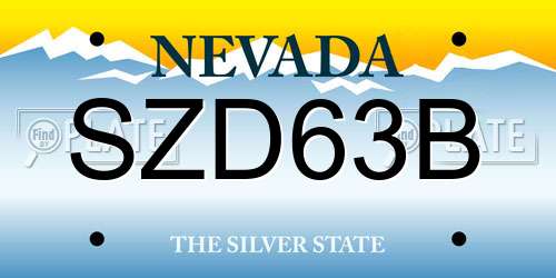 SZD63B Nevada License Plate