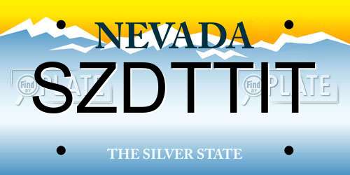 SZDTTIT Nevada License Plate
