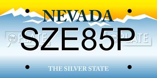 SZE85P Nevada License Plate