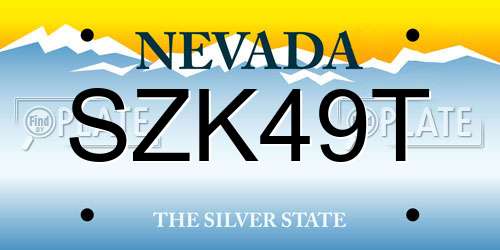 SZK49T Nevada License Plate