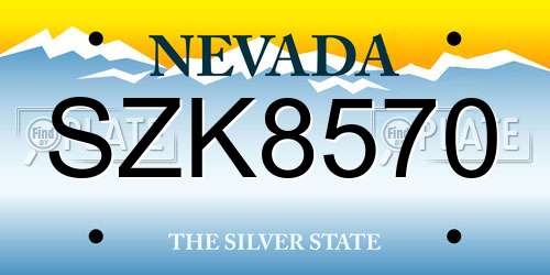 SZK8570 Nevada License Plate