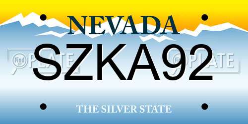 SZKA92 Nevada License Plate