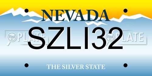 SZLI32 Nevada License Plate