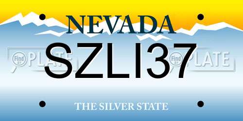 SZLI37 Nevada License Plate