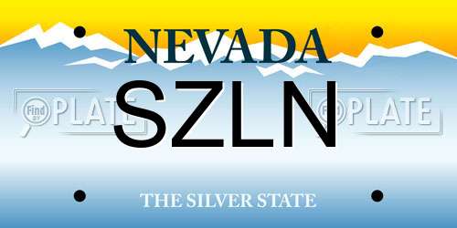 SZLN Nevada License Plate