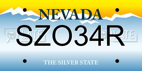 SZO34R Nevada License Plate