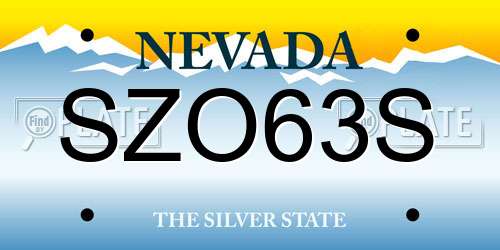 SZO63S Nevada License Plate