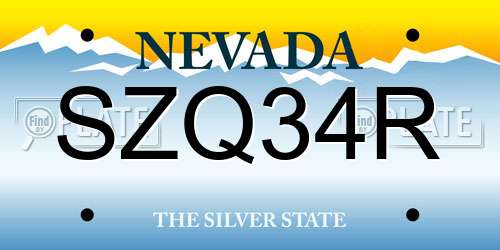 SZQ34R Nevada License Plate