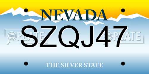 SZQJ47 Nevada License Plate