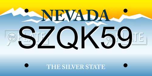 SZQK59 Nevada License Plate