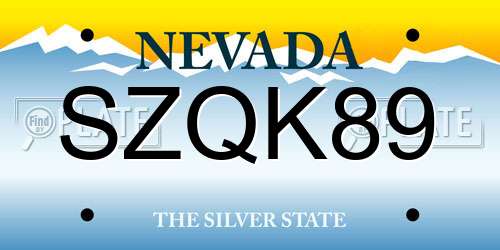 SZQK89 Nevada License Plate