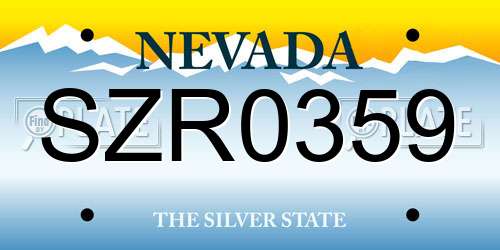 SZR0359 Nevada License Plate