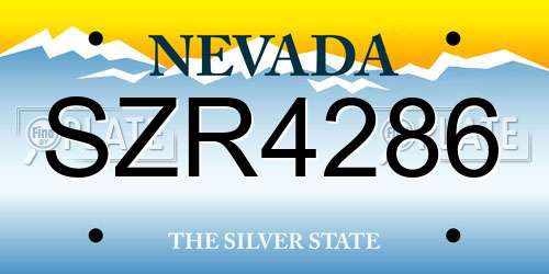 SZR4286 Nevada License Plate