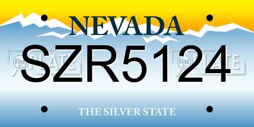 SZR5124 Nevada License Plate