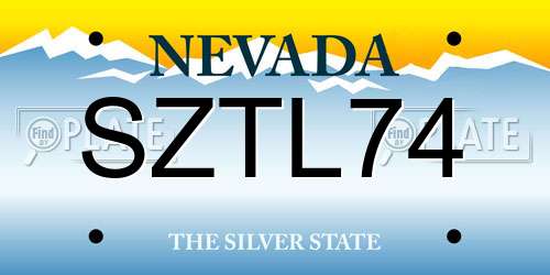SZTL74 Nevada License Plate