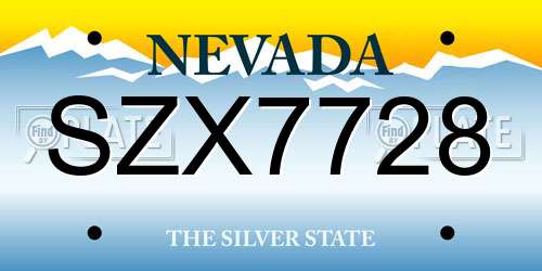 SZX7728 Nevada License Plate